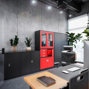 Diablo Chairs Abschließbarer Aktenschrank für Büro JAN, 900 x 1850 x 400 mm, anthrazit 13