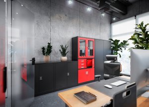 Diablo Chairs Abschließbarer Aktenschrank für Büro JAN, 900 x 1850 x 400 mm, anthrazit 14