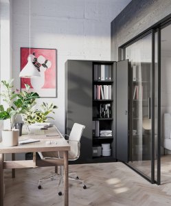 Diablo Chairs Abschließbarer Aktenschrank für Büro JAN, 900 x 1850 x 400 mm, anthrazit 16