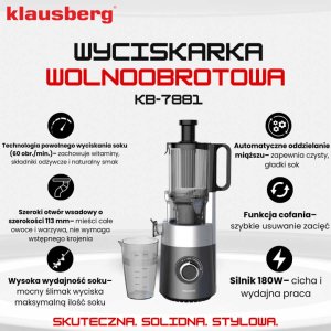 Wyciskarka wolnoobrotowa Klausberg KB-7881 3