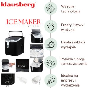 Kostkarka do lodu Klausberg AUTOMATYCZNA KOSTKARKA DO LODU 1,2L 100W KLAUSBERG KB-7882 5