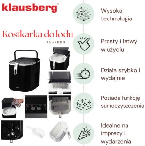 Kostkarka do lodu Klausberg AUTOMATYCZNA KOSTKARKA DO LODU 1,2L 100W KLAUSBERG KB-7883 6