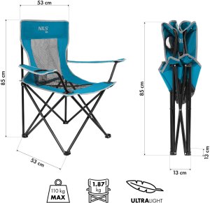 Nils Extreme NC3302 KRZESŁO TURYSTYCZNE NIEBIESKO-SZARY NILS CAMP 3