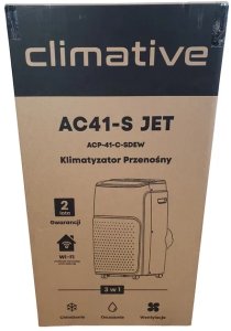 Klimatyzator CLIMATIVE Climative AC41-S JET klimatyzator przenośny 4 1 kW WiFi chłodzenie osuszanie wentylacja do 41 m2 Smart Life uszczelka okienna w zestawie 15