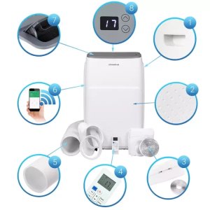 Klimatyzator CLIMATIVE Climative AC41-S JET klimatyzator przenośny 4 1 kW WiFi chłodzenie osuszanie wentylacja do 41 m2 Smart Life uszczelka okienna w zestawie 17