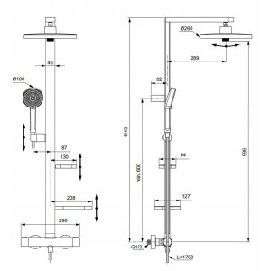 Zestaw prysznicowy Ideal Standard Alu+ system prysznicowy m/term. Ø260 mm Silver 6