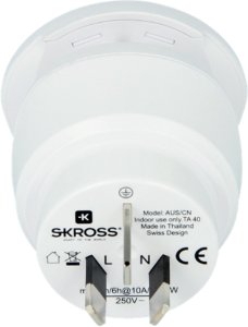 Skross Skross 1.500210-E, Type F, Universal, Type I (AU), Type B, Type C, Type F, Type G (UK), Type I (AU), Type J (CH), Type L (IT), Type N (BR), 100-250 V, 50 - 60 Hz 2