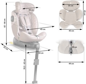 Fotelik samochodowy Nukido Fotelik samochodowy Aero Line beżowy 0-36 kg ISOFIX 13
