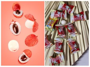 Yuki & Love Cukierki o smaku liczi liczi owocowe kulki landrynki twarde mini 350g 4
