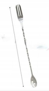Bar Professional Łyżka barmańska z widelcem 50 cm stalowa 2