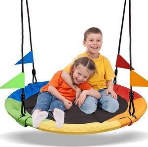Huśtawka ogrodowa Bocianie Gniazdo XL, 100 cm, 150 kg, multikolor, kolorowe chorągiewki 3