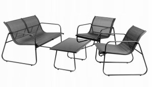 Koopman Zestaw mebli ogrodowych czarny Sofa, 2 fotele, stolik Na taras i do ogrodu 2