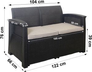 Zestaw mebli ogrodowych komplet technorattan sofa fotele stolik taras ogród 12