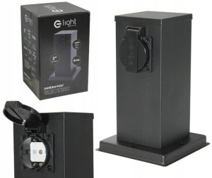 ECOLIGHT2 EKO-LIGHT* SŁUPEK OGRODOWY ZASILAJĄCY 20CM 2 GNIAZDA 230V CZARNY IP44 4