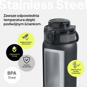 Zipro ZIPRO Butelka termiczna 1000 ml Stainless Steel Czarna 3