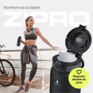 Zipro ZIPRO Butelka termiczna 1000 ml Stainless Steel Czarna 4