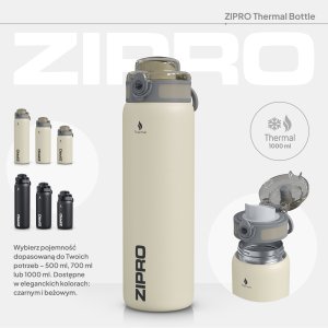 Zipro Butelka termiczna 1000 ml Stainless Steel Beżowa 2