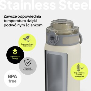 Zipro Butelka termiczna 1000 ml Stainless Steel Beżowa 3