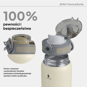 Zipro Butelka termiczna 1000 ml Stainless Steel Beżowa 5