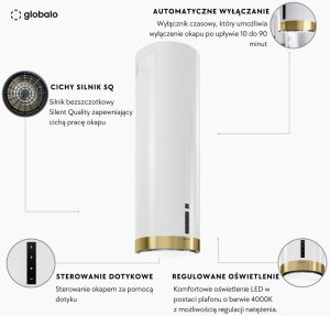 Okap Globalo Okap kuchenny GLOBALO Heweno Isola 39.2 WH/Light Gold Mat Ring one size 10