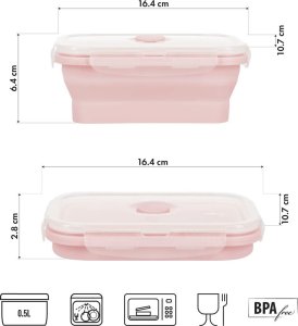 Aptel NILS NC4105 POJEMNIK LUNCHBOX SKŁADANY RÓŻOWY 500 ML 3