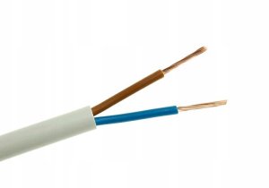 Przewód OWY 2X1,5mm2 giętki okrągły biały 300/500V H05VV-F bęben 5