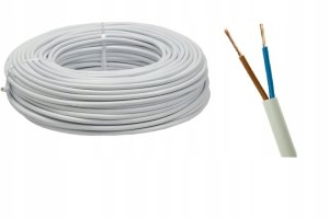 Przewód OWY 2X1,5mm2 giętki okrągły biały 300/500V H05VV-F bęben 7