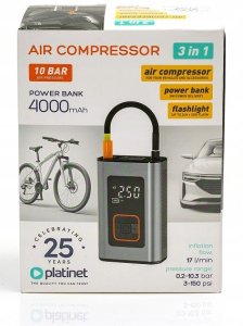 Kompresor samochodowy Nutool PLATINET KOMPRESOR SAMOCHODOWY AIR COMPRESSOR PUMP 10BAR 4000MAH [46234] 10