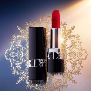 Dior Set Christian : Couture Colour, Velvet, Cream Lipstick, 720, Icone, Refillable, 3.5 ml + Couture Colour, Lip Balm, 000, Diornatural, Refill, 3.5 g + Textile Makeup Bag, Blue For Women 2