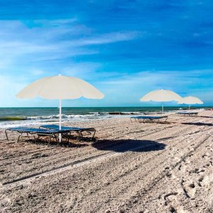 Parasol plażowy z pokrowcem, składany parasol do ogrodu, beżowy UNIWERSALNY 11