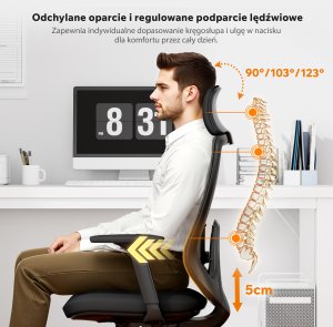 Krzesło biurowe SENSE7 Nakai Czarne 5