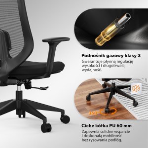Krzesło biurowe SENSE7 Nakai Czarne 7