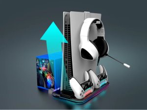 CANYON Podstawka chłodząca CS-51 RGB PS5 Slim/DE Ładowanie Czarna 6