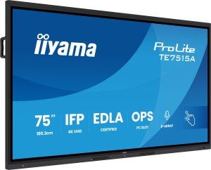 System interaktywny iiyama TE7515A-B1AG signage display Płaski panel Digital Signage 189,2 cm (74.5") Wi-Fi 550 cd/m 4K Ultra HD Czarny Ekran dotykowy Procesor wbudowany Android 2