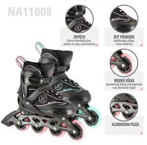Łyżworolki NA11008 Nils Extreme czarno-miętowe 35-38 2