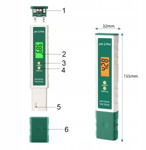 PrimeGarden MIERNIK PH WODY Z PRZYCISKAMI ZIELONY pH-2Pro 12