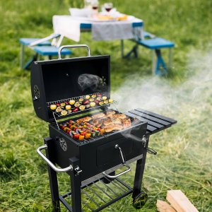4iQ Group Duży Grill węglowy żeliwny ruszt 113,5x50x107 cm 14