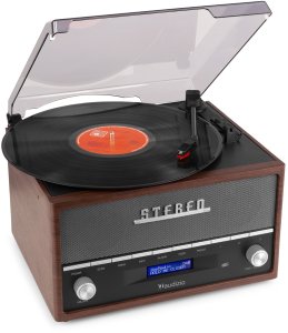 Gramofon Audizio Gramofon retro Frisco z radiem DAB brązowy one size 11
