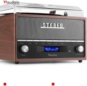 Gramofon Audizio Gramofon retro Frisco z radiem DAB brązowy one size 20