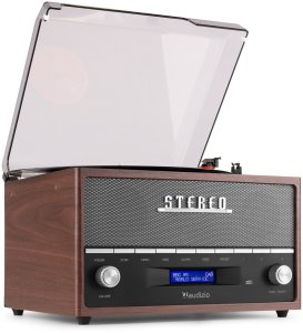 Gramofon Audizio Gramofon retro Frisco z radiem DAB brązowy one size 2