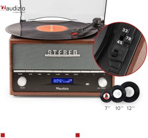 Gramofon Audizio Gramofon retro Frisco z radiem DAB brązowy one size 21