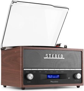 Gramofon Audizio Gramofon retro Frisco z radiem DAB brązowy one size 23