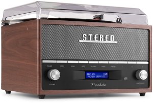 Gramofon Audizio Gramofon retro Frisco z radiem DAB brązowy one size 5