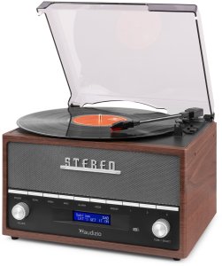 Gramofon Audizio Gramofon retro Frisco z radiem DAB brązowy one size 9