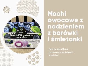 Mochi z podwójnym nadzieniem borówki i śmietanka double filling japońskie owocowe ciastka ryżowe180g 3
