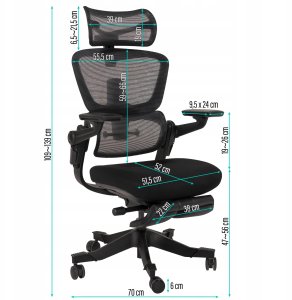 Krzesło biurowe Songmics Nario-500 Niezwykle ergonomiczny fotel biurowy z podnóżkiem i pełną regulacją 2