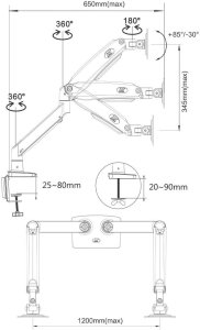 North Bayou Uchwyt biurkowy na 2 monitory 22" - 32" (G75) 2