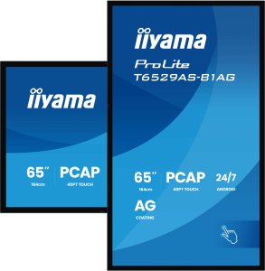 IIYAMA T6529AS-B1AG 165,1cm 65Zoll All-In-One Interactive Display 3840x2160 4K UHD 4GB RAM 32GB Storage Android 14 2xHDMI+USB-C 5