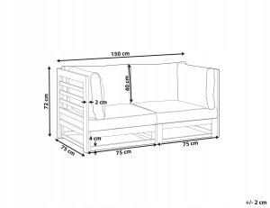 Beliani Sofa ogrodowa dla 2 osób TRANI Modułowy Certyfikowane drewno akacjowe Ciemnobrązowy 3