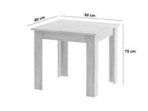Zestaw stół kwadratowy 80x80 dąb sonoma + 4 krzesła MARK białe 3